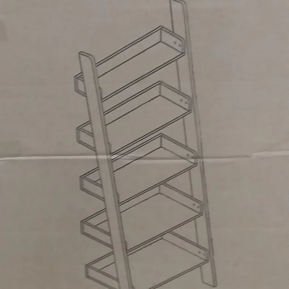BOXED FULTON LADDER BOOKCASE IN RUSTIC OAK EFFECT - H170 X W60 X D35 CM