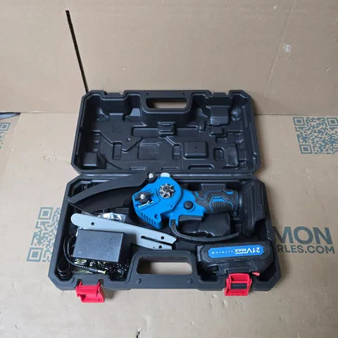 CORDLESS ELECTRIC PRUNING CHAINSAW KIT WITH A 21V LITHIUM BATTERY (WITH CARRY CASE)