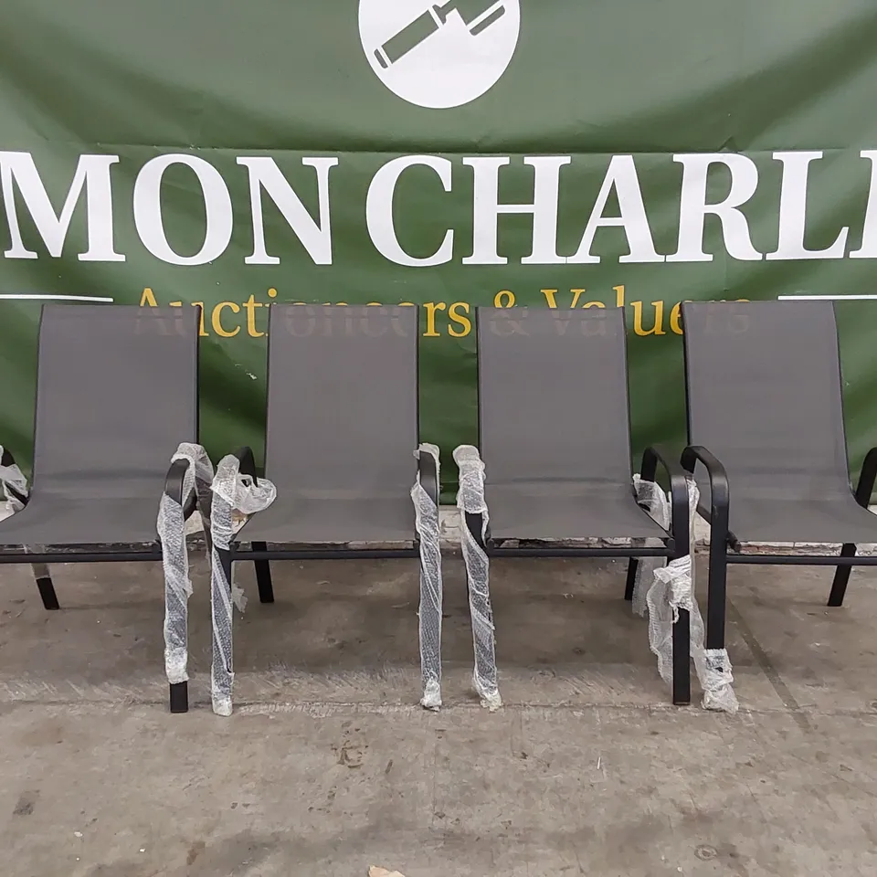 SET OF 4 DESIGNER GARDEN CHAIRS IN GREY AND BLACK (4 ITEMS)