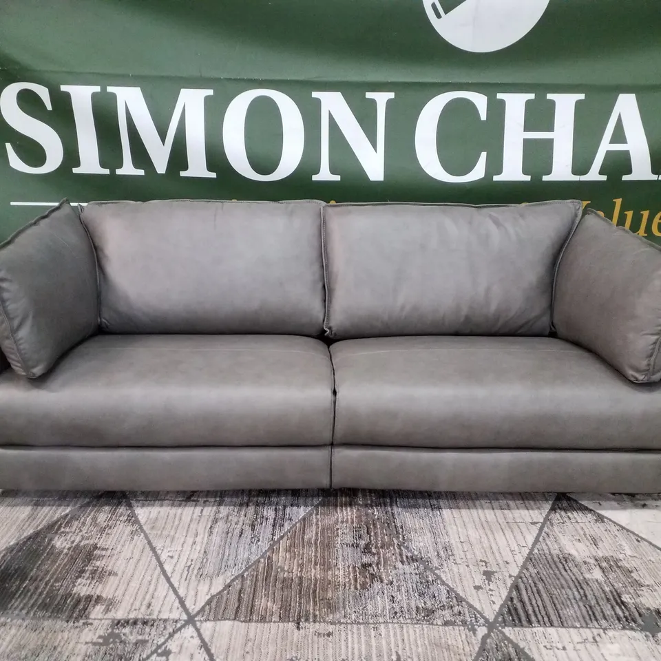BRAND NEW DESIGNER AVA LEATHER 3 SEATER SOFA - DARK GREY
