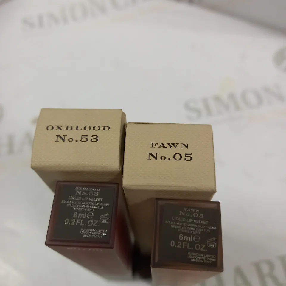 BURBERRY LIQUID LIP VELVET LIQUID LIPSTICK 6 ML NO.05 FAWN & NO.53 OXBLOOD