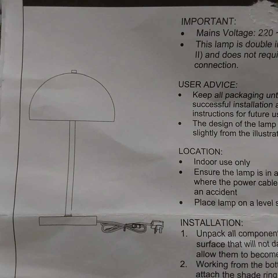 BOXED ZAMIR 46CM TABLE LAMP (1 BOX)