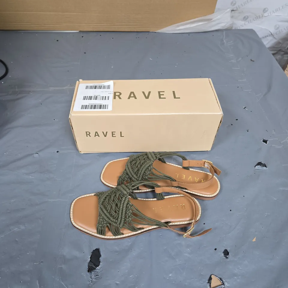 RAVEL WOMEN'S SANDALS – OLIVE-GREEN BRAIDED STRAPS, EU37 (UK4) – BOXED