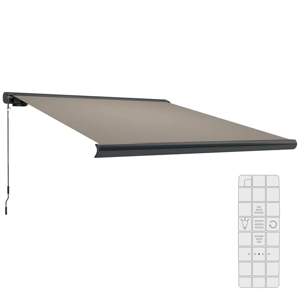 BOXED OUTSUNNY POLYESTER COVER RETRACTABLE PATIO AWNING // APPROX SIZE: 300cm W x 250cm D (1 BOX)