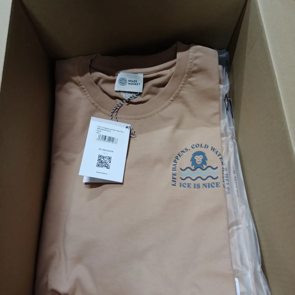 BOX OF APPROXIMATELY 6 X BRAND NEW BRASS MONKEY MENS T-SHIRT - BMAW24MTS10 - CORAL // SIZE: XXL