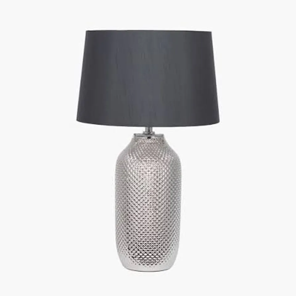 BOXED PACIFIC NOVA SILVER TEXTURED CERAMIC BOTTLE TABLE LAMP