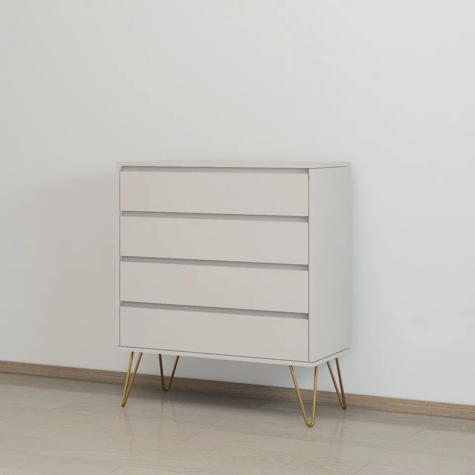 BOXED BORCHARD 4 DRAWER 76.5CM W CHEST OF DRAWERS - MATT CREAM (1 BOX)