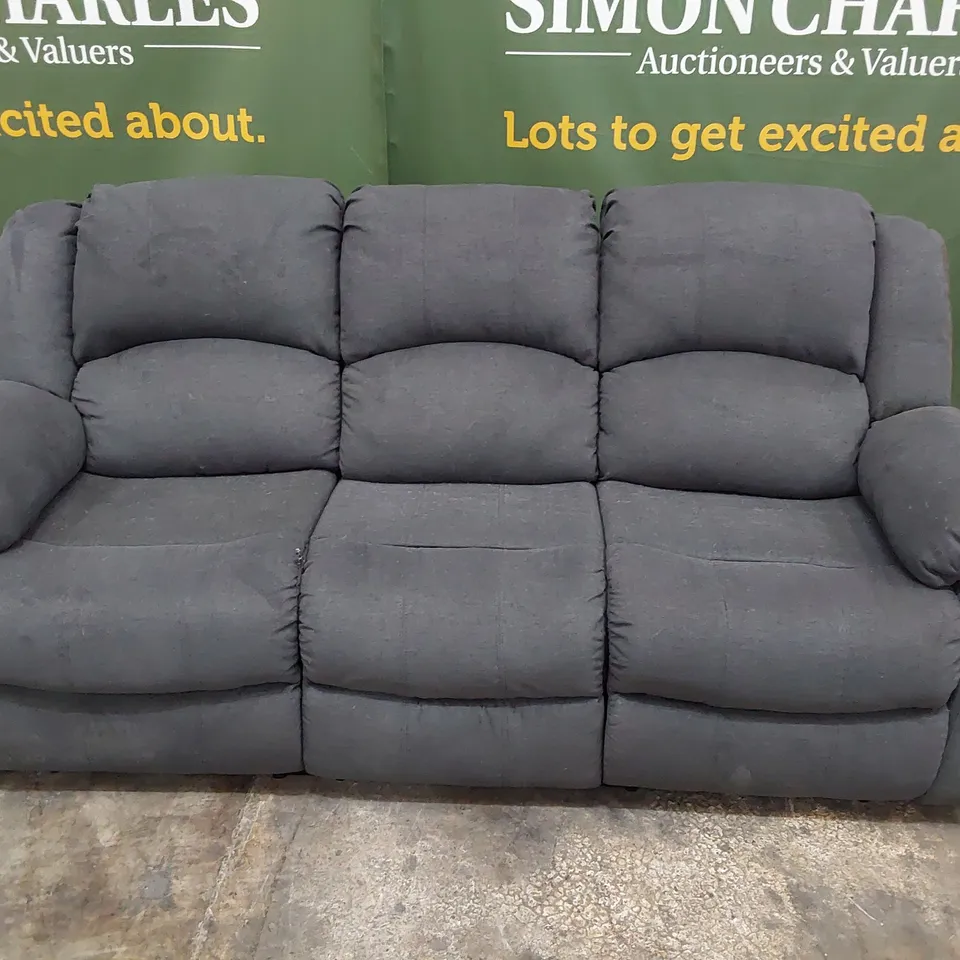 DESIGNER MANUAL RECLINING THREE SEATER SOFA CHARCOAL FABRIC