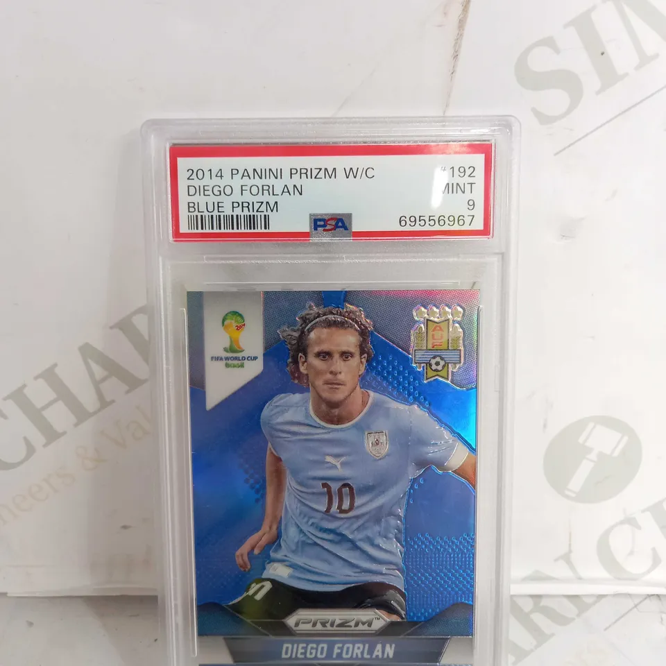 PSA 2014 PANINI PRIZM W/C DIEGO FORLAN BLUE PRIZM 