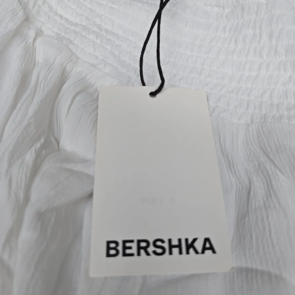 BERSHKA WHITE CRINKLE JUMP SUIT - SIZE L