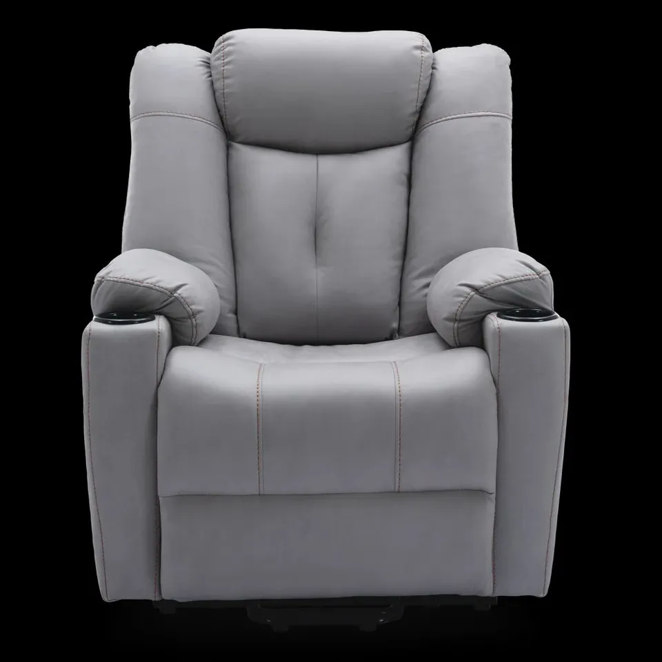 BOXED DESIGNER AFTON RISE FABRIC RECLINER CHAIR IN GREY (2 BOXES)
