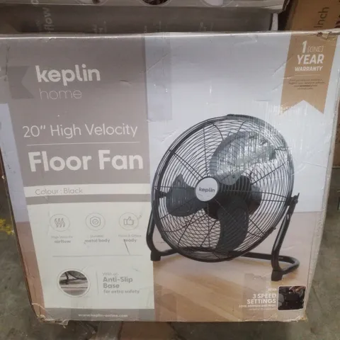 BOXED KEPLIN 20" HIGH VELOCITY FLOOR FAN - BLACK