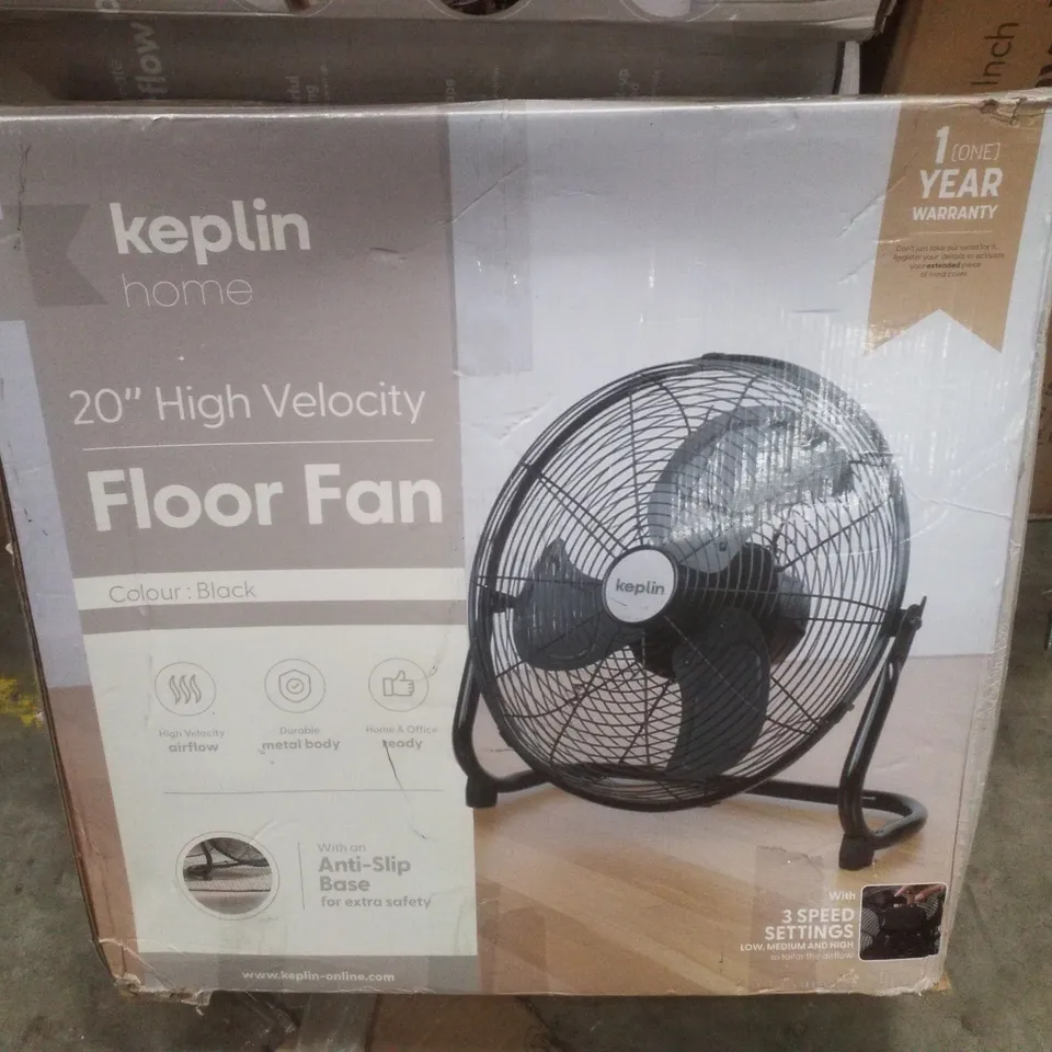 BOXED KEPLIN 20" HIGH VELOCITY FLOOR FAN - BLACK