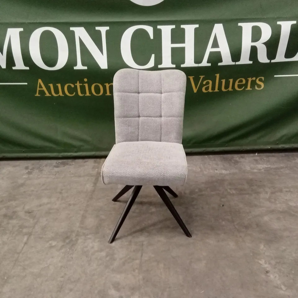 QUALITY DESIGNER FABRIC UPHOLSTERED SWIVEL DINING CHAIR