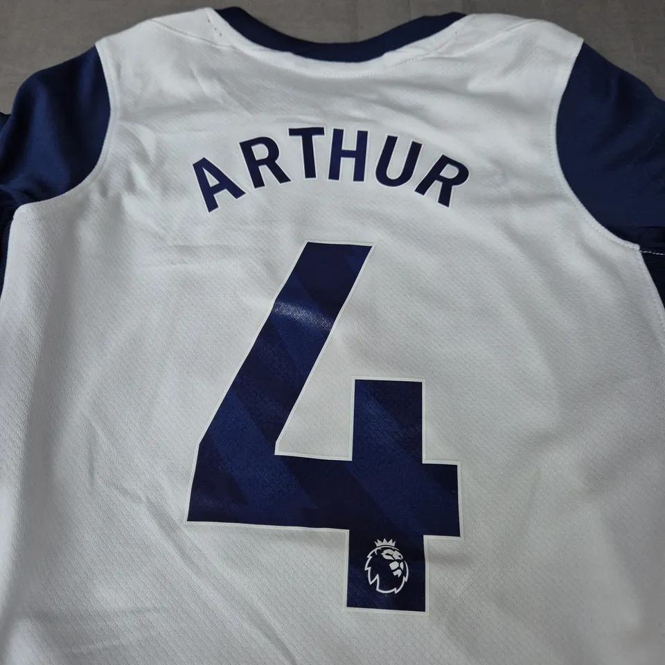 PERSONALISED TOTTENHAM HOTSPURS HOME KIT - ARTHUR 4 - SIZE S - KIDS