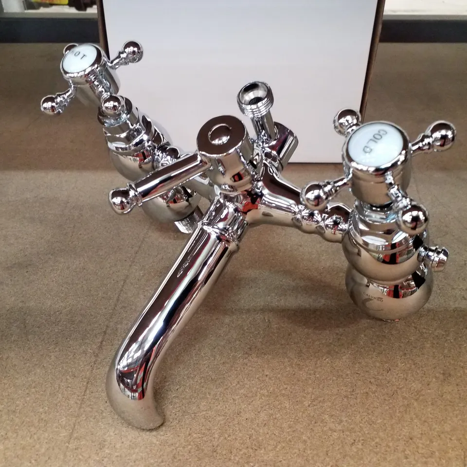 BOXED BRAND NEW VELDEAU FIRENZE BATH FILLER & SHOWER MIXER SET IN CHROME - 250X210X210MM