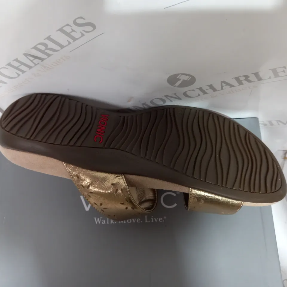 BOXED VIONIC BLACK REST SANDALS IN BRONZE - WOMENS 7