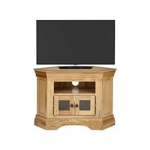 BOXED GRADE 1 CONSTANCE OAK READY ASSEMBLED CORNER MEDIA UNIT (1 BOX)