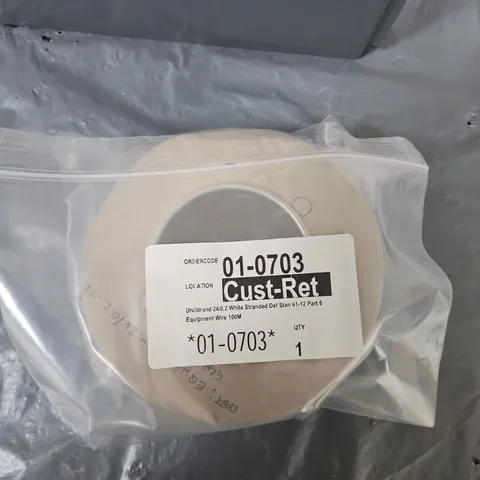WHITE EQUIPMENT WIRE SPOOL – 100M, 24/0.2 (DEF STAN 61-12)