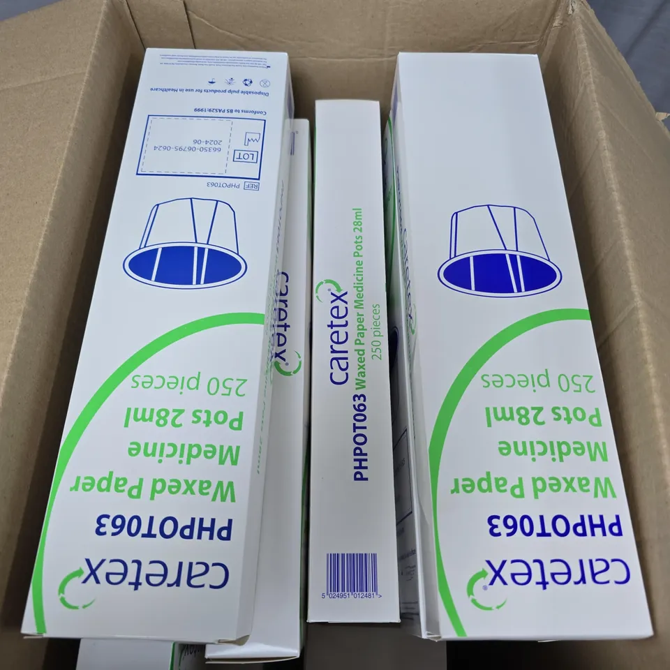 APPROXIMATELY 15 PACKS OF CARETEX WAXED PAPER MEDICINE POTS - 250 PER PACK 