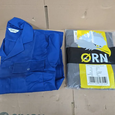 LARGE QUANTITY OF ASSORTED ITEMS TO INCLUDE WORK TROUSER WITH KNEEPADS, WORK COVERALLS IN VARIOUS SIZES ETC - COLLECTION ONLY