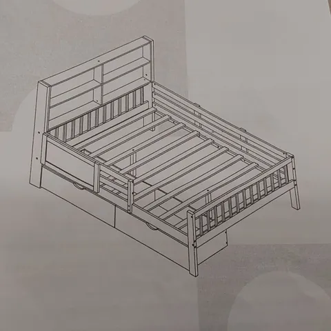 BOXED BED FRAME WITH SHELF & DRAWERS - WHITE, DOUBLE (2 BOXES)
