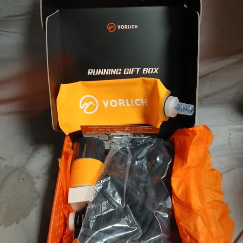 VORLICH RUNNING GIFT BOX – ORANGE BOX WITH MARATHON STICKERS