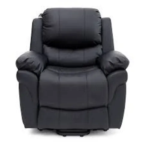 BOXED MADISON BLACK FAUX LEATHER RISE & RECLINE EASY CHAIR (2 BOXES)