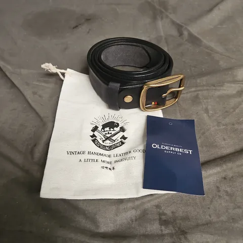 OLDERBEST LEATHER BELT IN BLACK SIZE 120