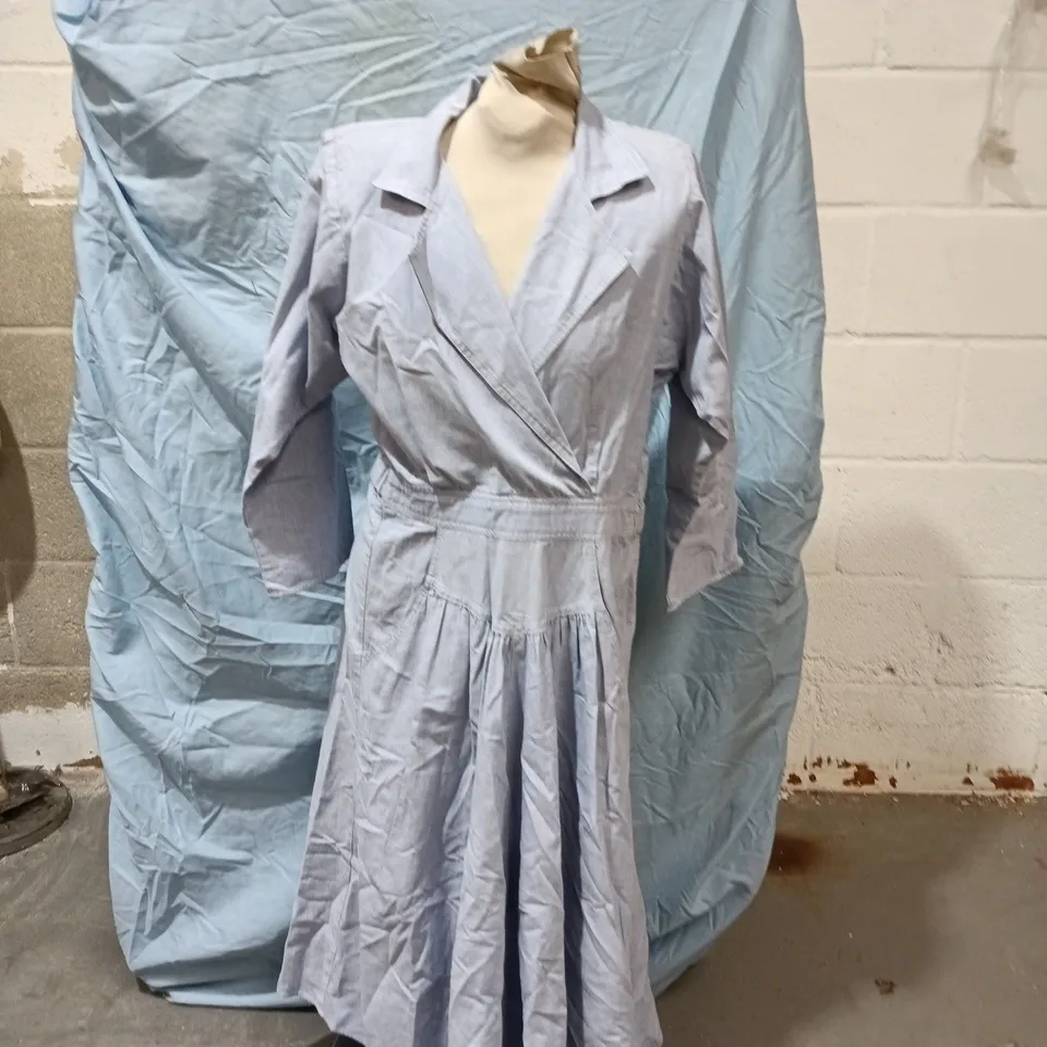 TOPSHOP LIGHT BLUE DENIM WRAP DRESS, UK SIZE 10