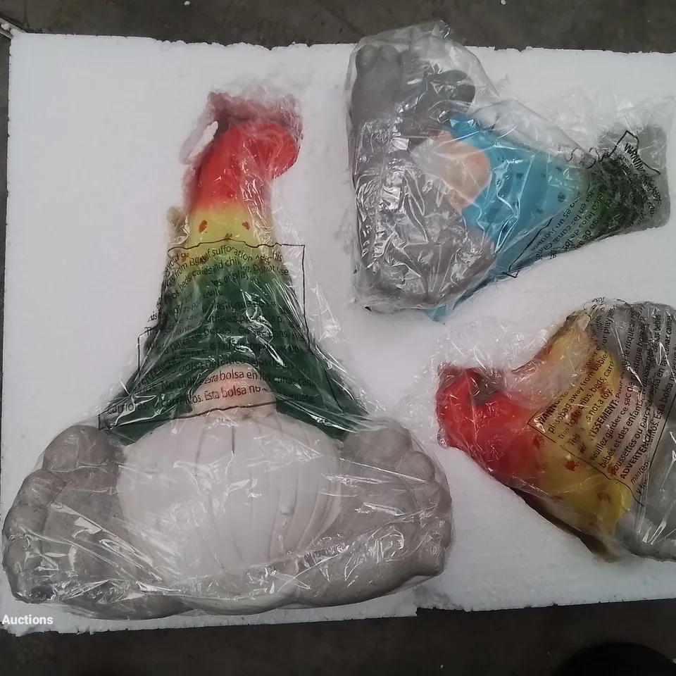 BOXED THREE GARDEN GNOMES