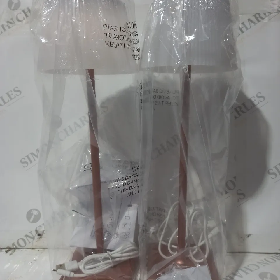 BOXED SFIXX SET OF 2 INDOOR OUTDOOR TOUCH DESK LIGHTS ROSE GOLD