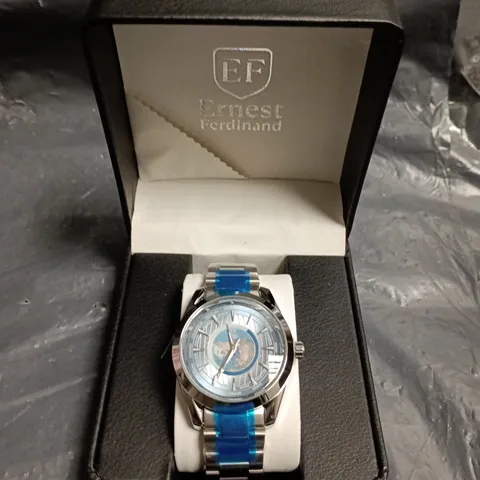 MENS ERNEST FERDINAND WATCH – GLOBAL DIAL – STAINLESS STEEL STRAP