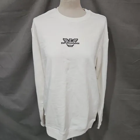 EMPORIO ARMANI CREW NECK JUMPER IN WHITE SIZE XL