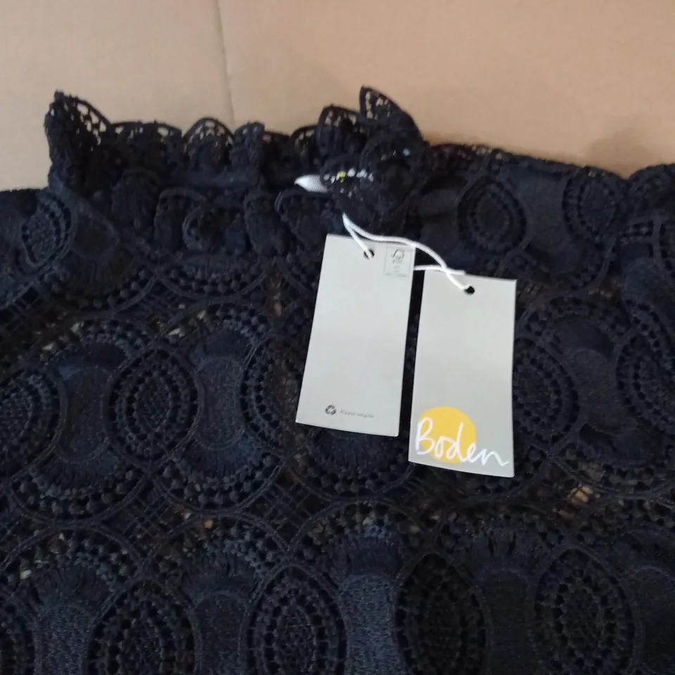 BODEN HIGH NECK LACE TOP IN BLACK - UK 12