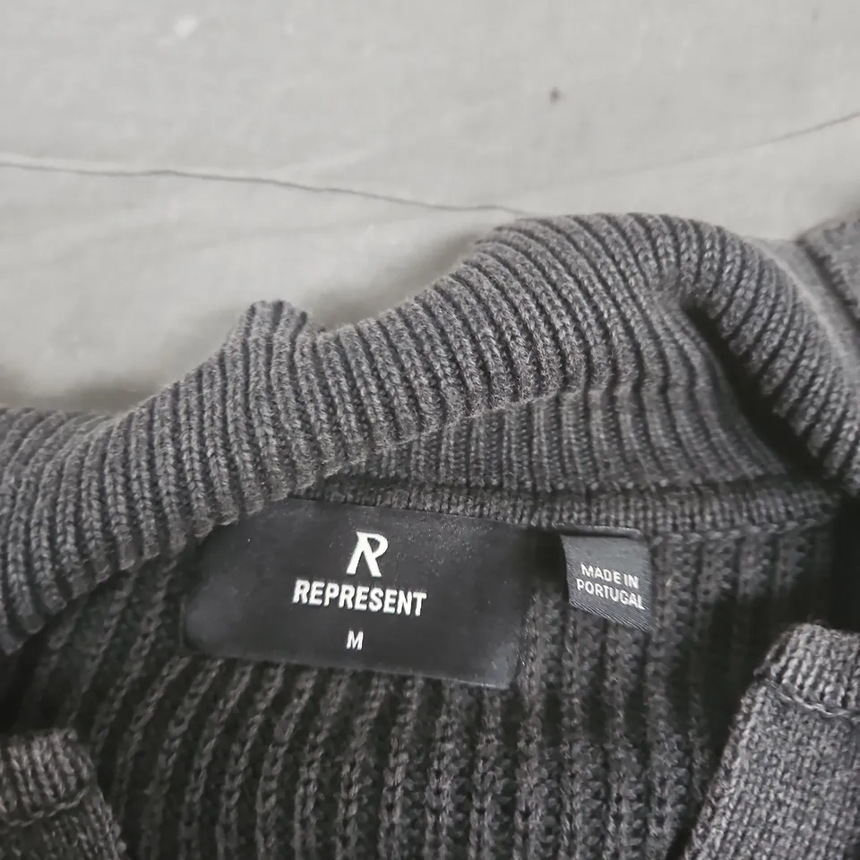 REPRESENT GREY RIBBED KNIT JUMPER – SIZE M (MEN'S)