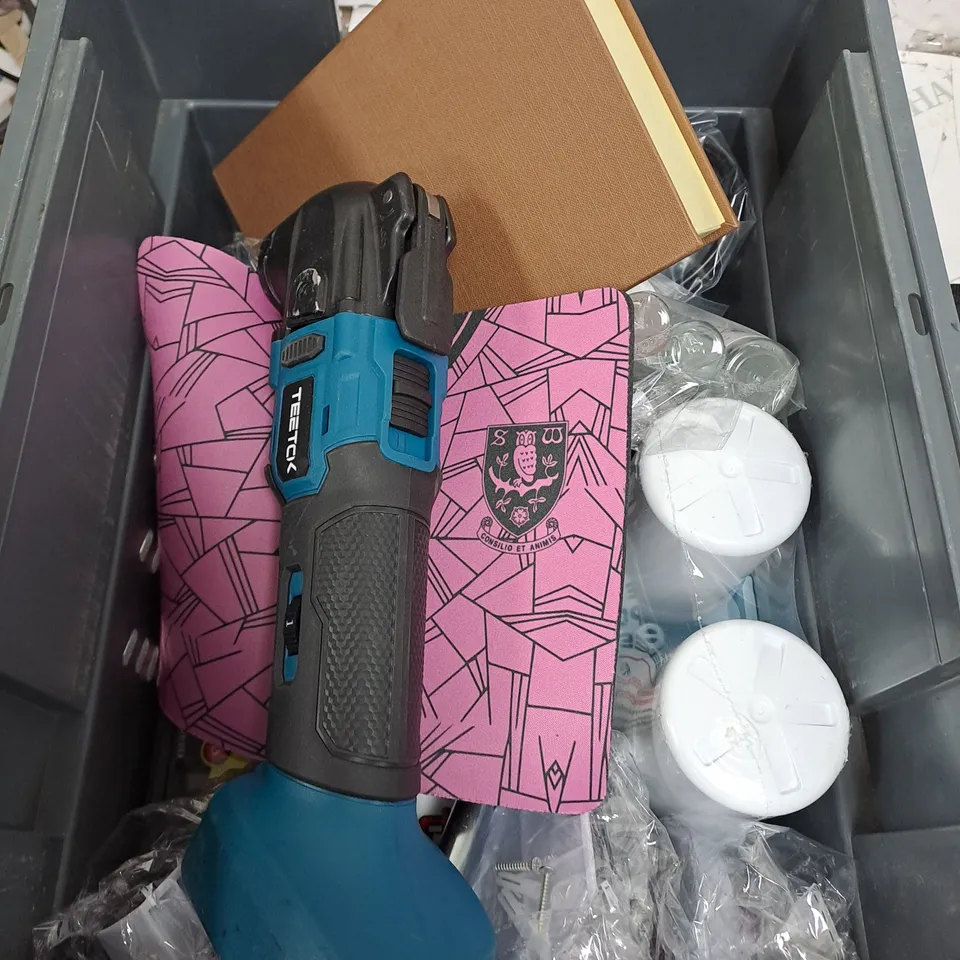TOTE OF APPROXIMATELY 15 ASSORTED HOUSEHOLD  ITEMS TOO INCLUDE WHISKY FLASK , PICTURE FRAMES BOTTLE OPENERS , ETC 