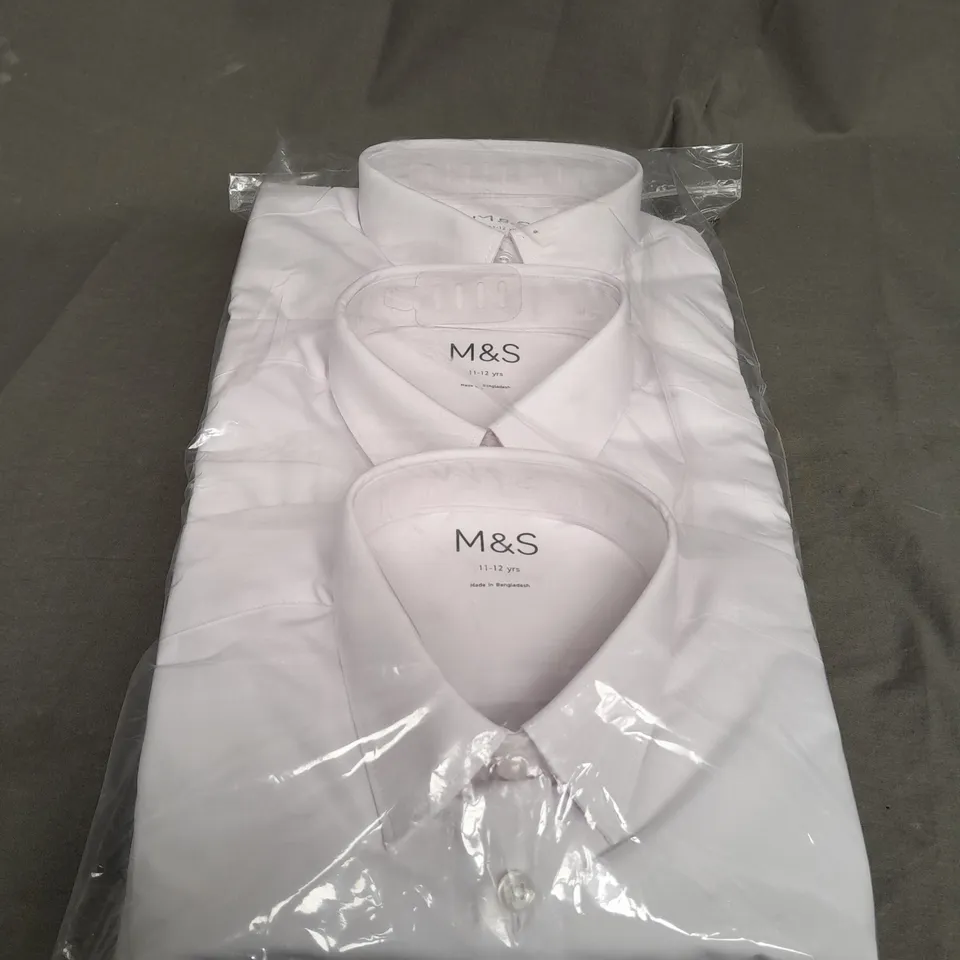SEALED SET OF 5 M&S WHITE SHIRTS - 11-12 YEARS
