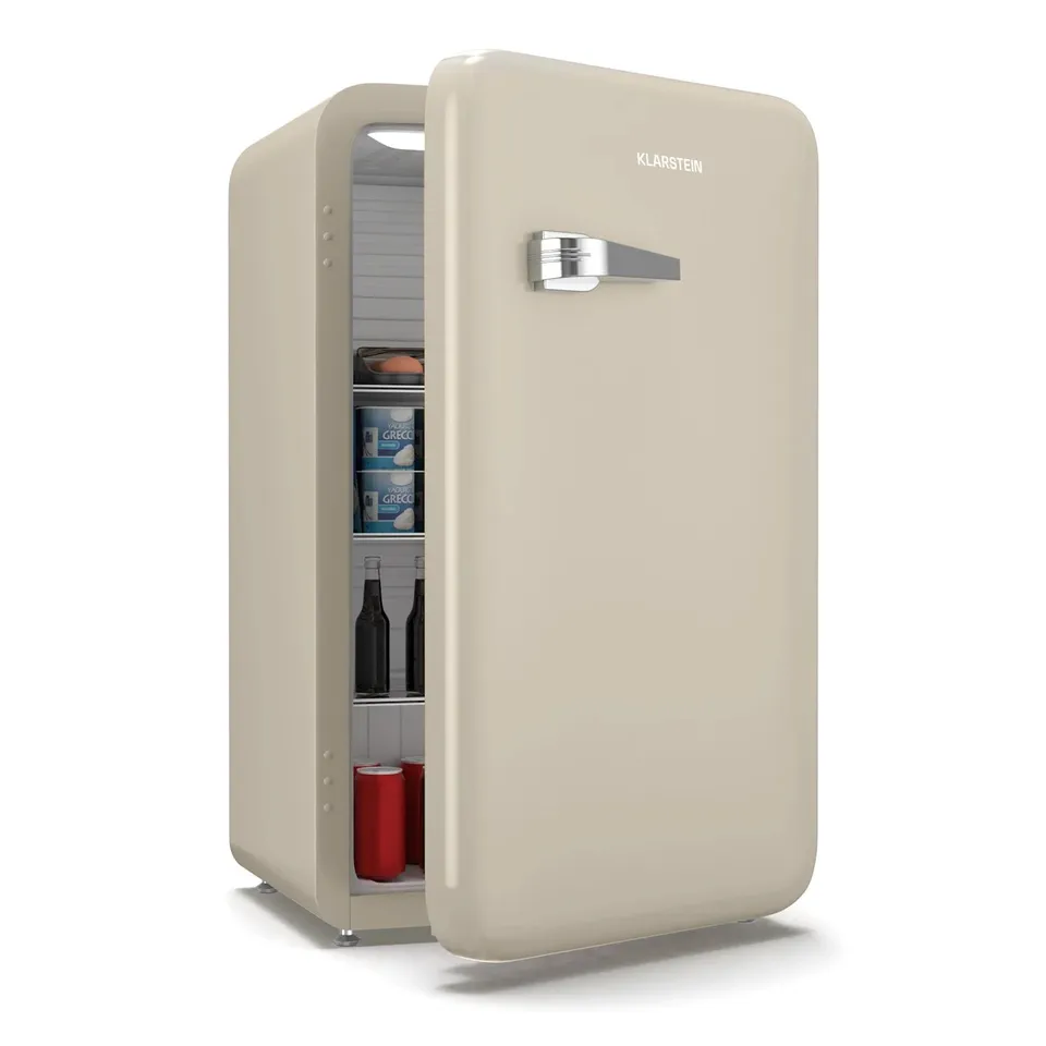 BOXED KLARSTEIN AUDREY EVO 49.5CM 95L MINI FRIDGE CREAM