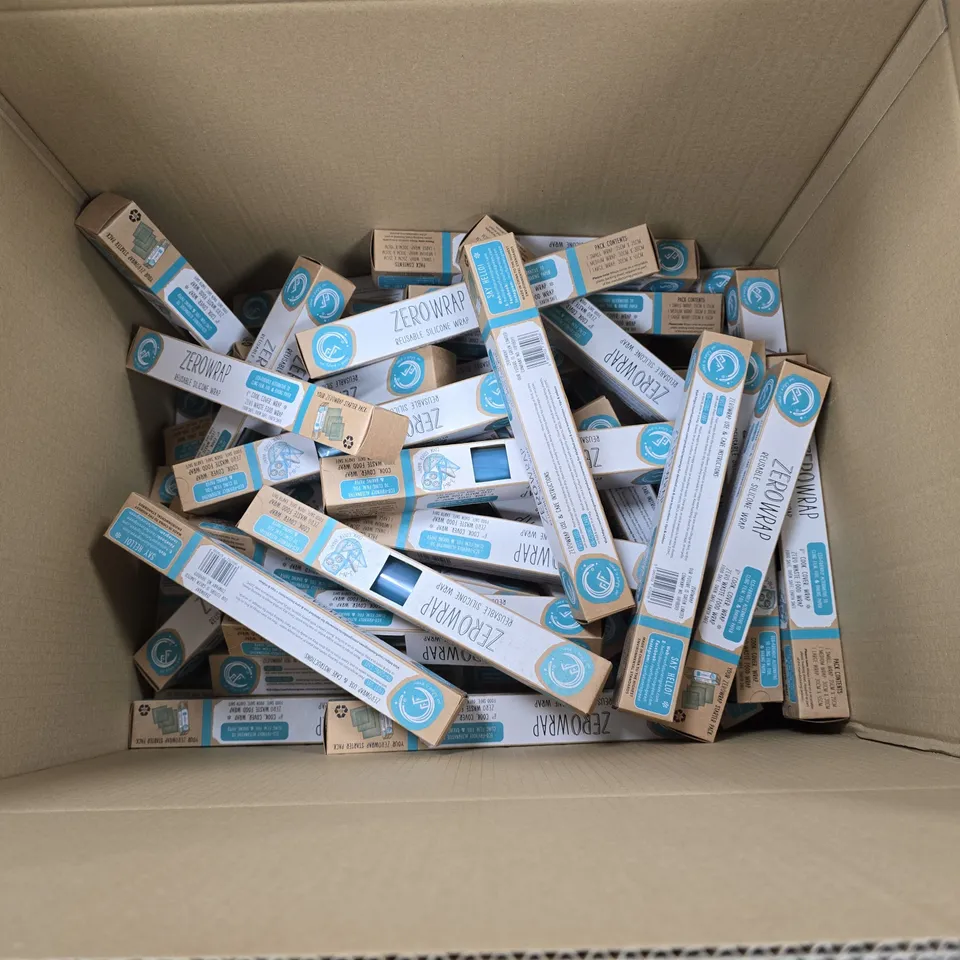 BOX OF APPROXIMATELY 50 ZEROWRAP REUSABLE SILICONE FOOD WRAPS 