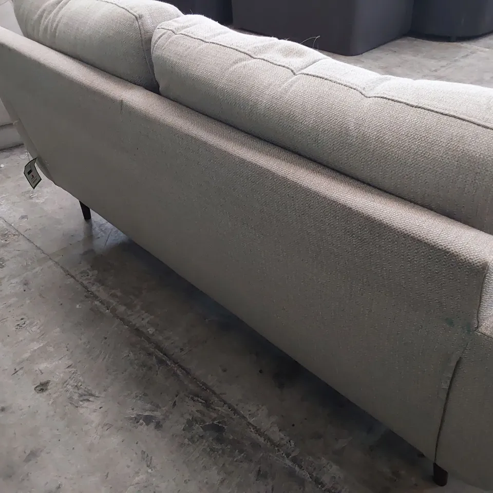 DESIGNER THREE SEATER SOFA LIGHT GREY FABRIC 