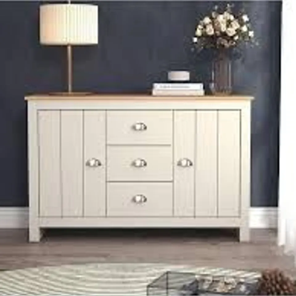 BOXED ATLANTA WIDE SIDEBOARD - LIGHT GREY/OAK (1 BOX)