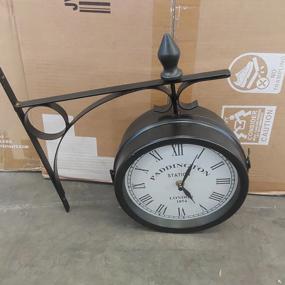 BOXED COSTWAY VINTAGE WALL-MOUNTED DOUBLE-SIDED WALL CLOCK FOR INDOOR AND OUTDOOR