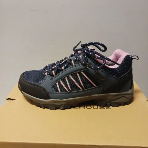 BOXED PAIR OF MOUNTAIN WAREHOUSE WOMEN'S WATERPROOF WALKING SHOES, NAVY - UK SIZE 4