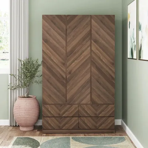 BOXED KASCHA 3 DOOR WARDROBE - ROYAL WALNUT (3 BOXES)