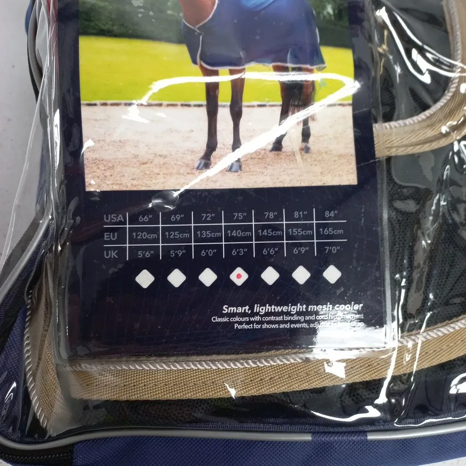 LEMIEUX SCRIM SMART LIGHTWEIGHT MESH COOLER FOR HORSES – BLUE WITH BEIGE TRIM 6"3