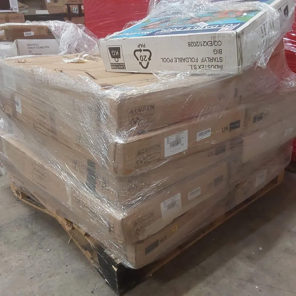 PALLET CONTAINING A LARGE QUANTITY OF WALKING PAD TREADMILLS, FOLDABLE POOL ECT