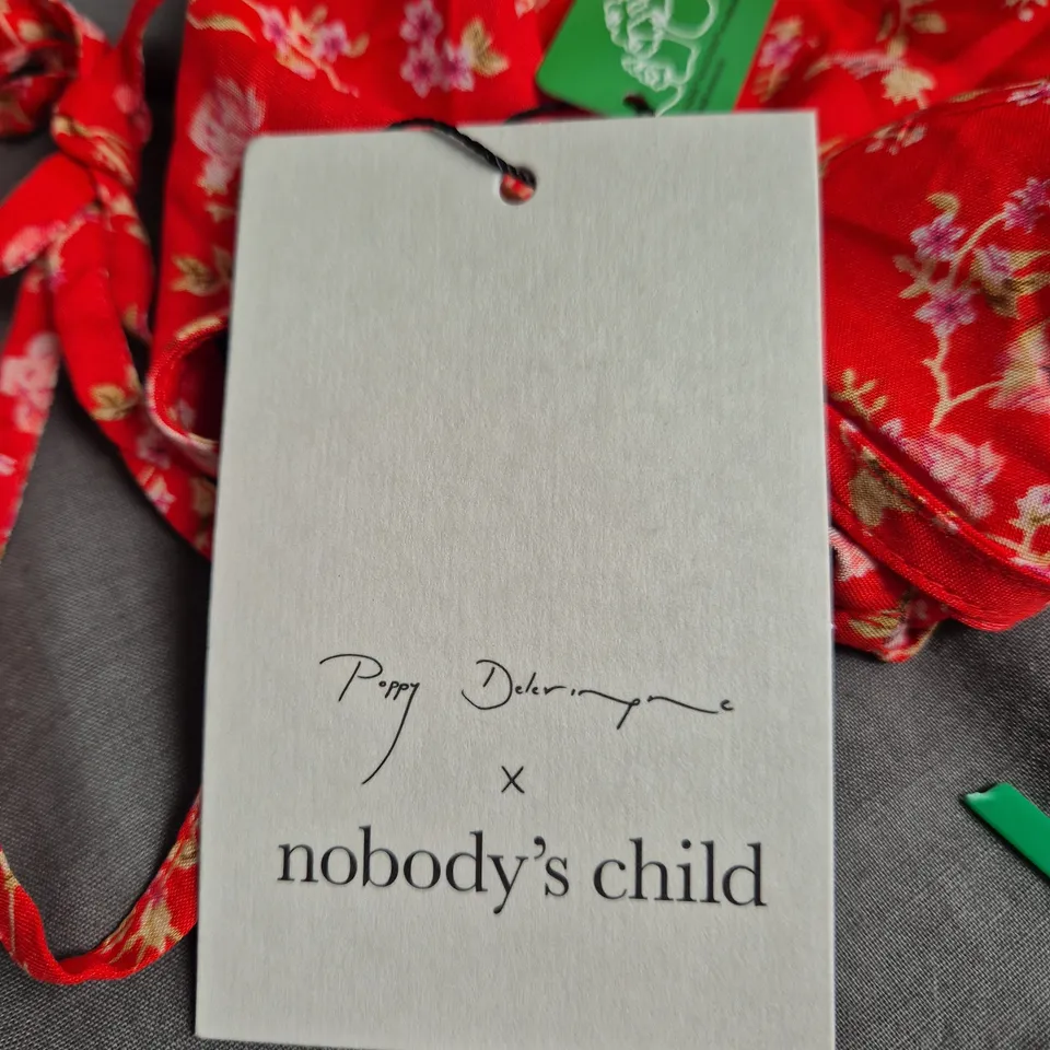 POPPY DELEVINGNE X NOBODY'S CHILD LAURA RED FLORAL MIDI DRESS, UK 6