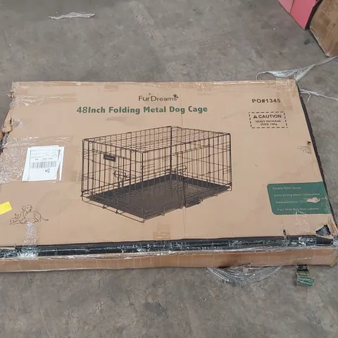 BOXED 48INCH FOLDABLE METAL DOG CAGE