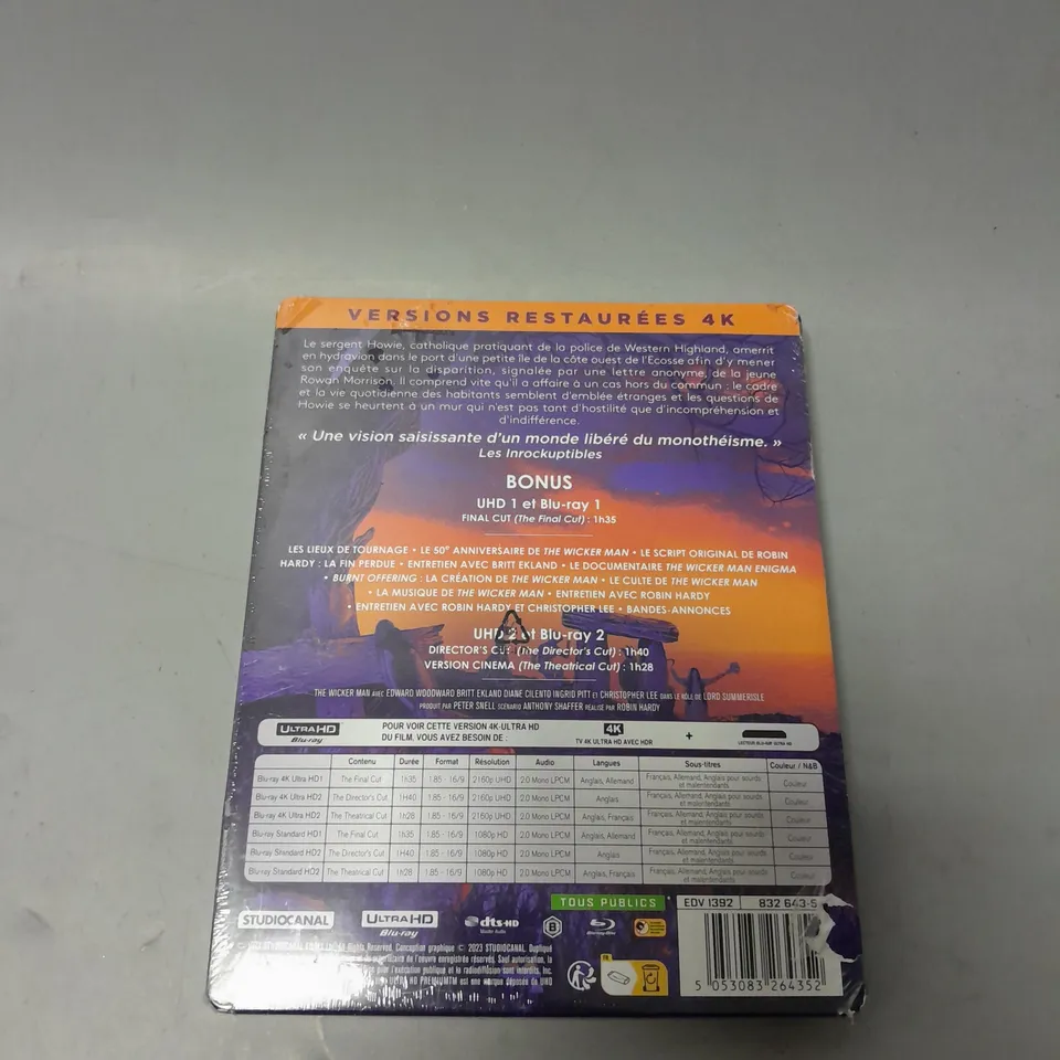 SEALED THE WICKER MAN - ÉDITION STEELBOOK - BLU-RAY 4K ULTRA HD + BLU-RAY IN FRENCH LANGUAGE